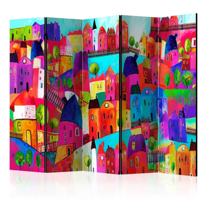 Kamerscherm - Rainbow-hued town II [Room Dividers] - 225x172 Petit Prix