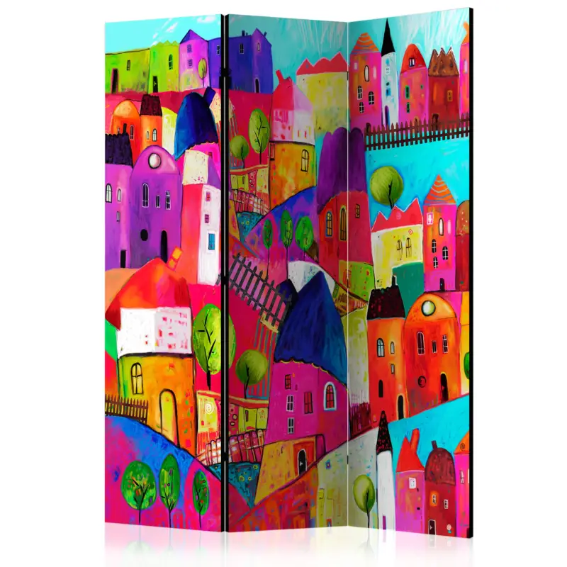 Usine Directe Kamerscherm - Rainbow-hued town [Room Dividers] - 135x172