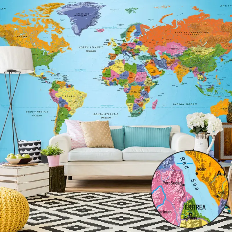 Zelfklevend fotobehang - World Map: Colourful Geography II - 490x280 Meilleur Choix