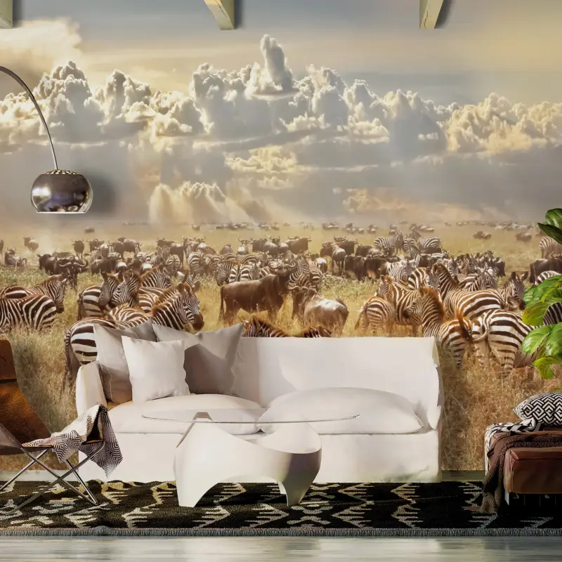 Zelfklevend fotobehang - Zebra Land - 245x175 Pas Cher