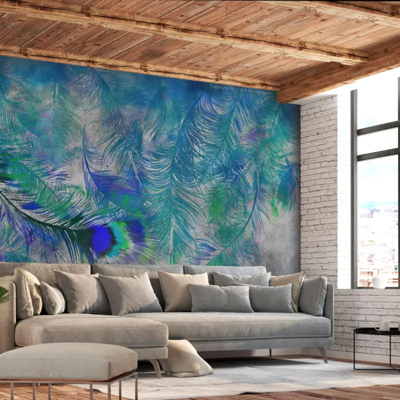 Achetez Aujourd’hui Zelfklevend fotobehang - Peacock Feathers - 441x315