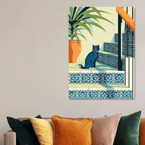 Zwarte Kat op Trap met Azulejo Tegels van Eduard Broekhuijsen - NL991002M13S50x70 Populaire