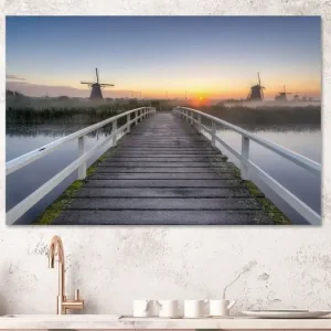 Zonsopgang in Kinderdijk van Michael Valjak - NL387755M13S75x50 Offre Exclusive