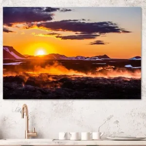 Zonsondergang Leirhnjukur IJsland van Henk Verheyen - NL193102M13S75x50 Retour Gratuit