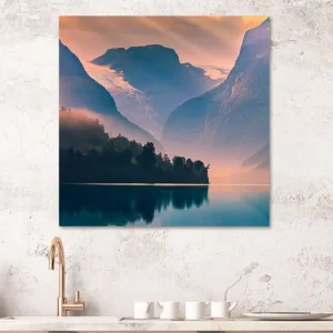 Zonsopkomst bij Lovatnet, Noorwegen van Henk Meijer Fotografie - NL1216690M13S60x60 Expédié Aujourd’hui