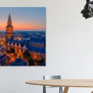Zonsondergang in het centrum van Groningen van Henk Meijer Fotografie - NL860917M13S55x70 Prix Choc
