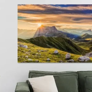 Zonsopgang over Langkofel en Plattkofel in de Dolomieten van Dieter Meyrl - NL1050615M13S75x50 Bon Plan