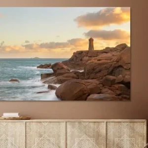 Zonsopkomst bij vuurtoren Le Phare Mean Ruz, Ploumanac'h van Jos Pannekoek - NL315247M13S70x50 Marque