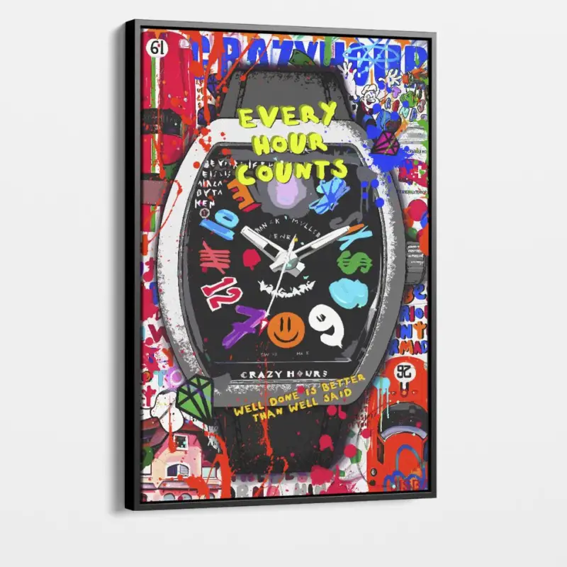 "Colorful Minutes III" - Canvas - Met lijst (zwart ) - 100x150 cm Achat Immédiat