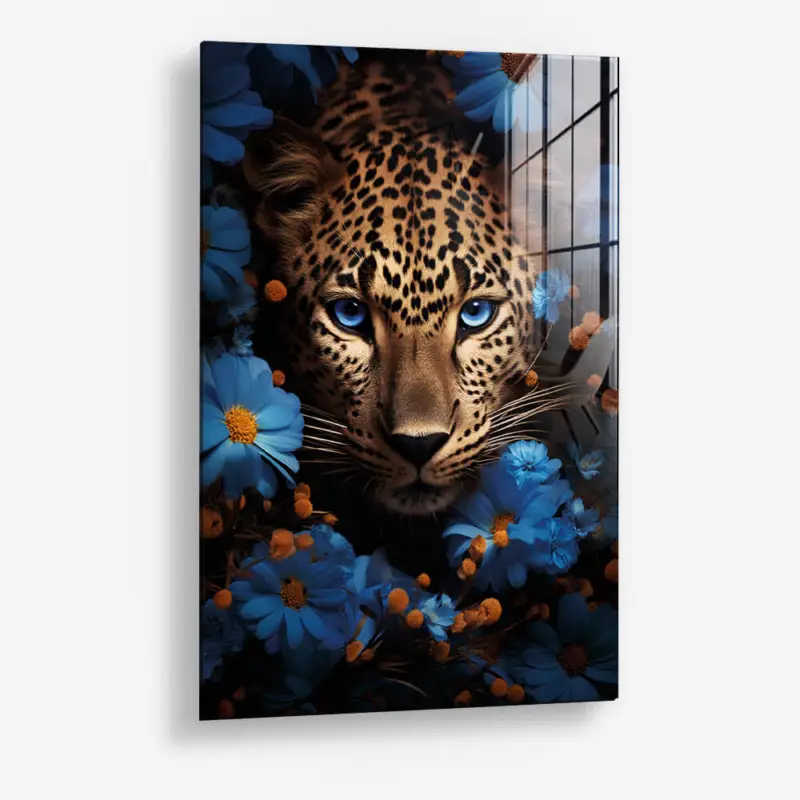 Usine Directe Flower Jaguar – Glass - Gehard glas - 40x60 cm - Zonder lijst