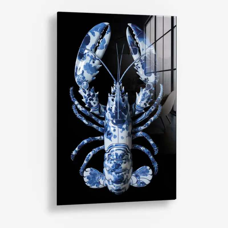 Usine Directe Blue Lobster – Glass - Gehard glas - 40x60 cm - Zonder lijst