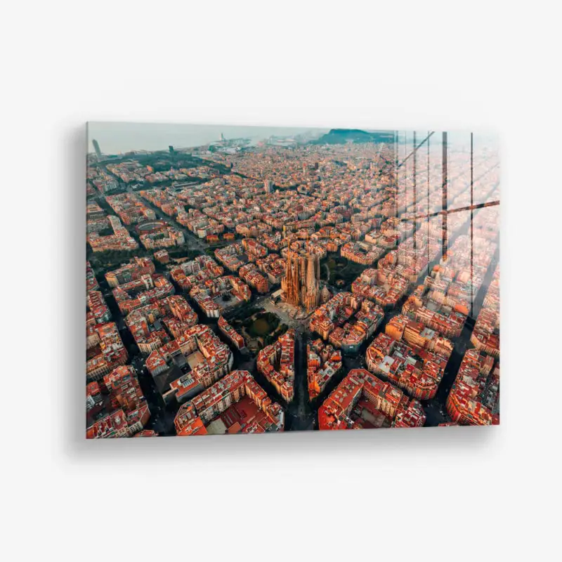 Usine Directe Barcelona View – Glass - Gehard glas - 40x60 cm - Zonder lijst