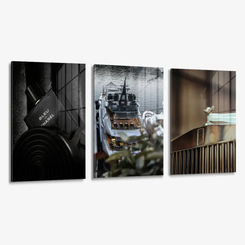 Vente Directe Bundle: "Coded in Luxury" (3x) – Glass - Gehard glas - (3x ) 40x60 cm