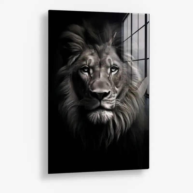 Usine Directe Lion Face – Glass - Gehard glas - 40x60 cm - Zonder lijst