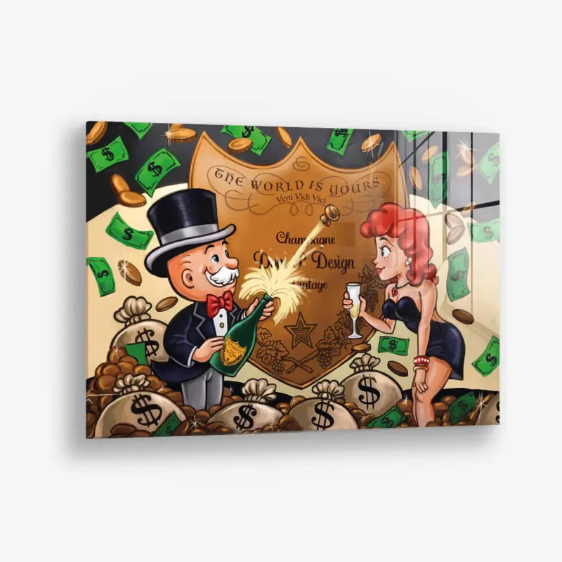 Top Vente Monopoly Champagne – Glass - Gehard glas - 40x60 cm - Zonder lijst