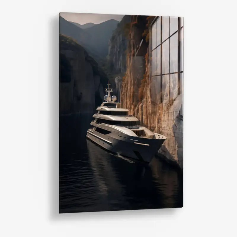 The Luxurious Yacht – Glass - Gehard glas - 40x60 cm - Zonder lijst Commander Vite