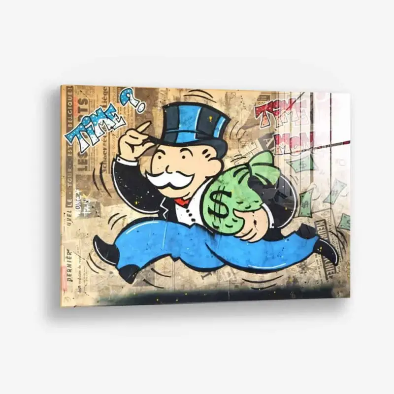 The Running Rich Man - Glass - Gehard glas - 40x60 cm - Zonder lijst Satisfait Ou Remboursé