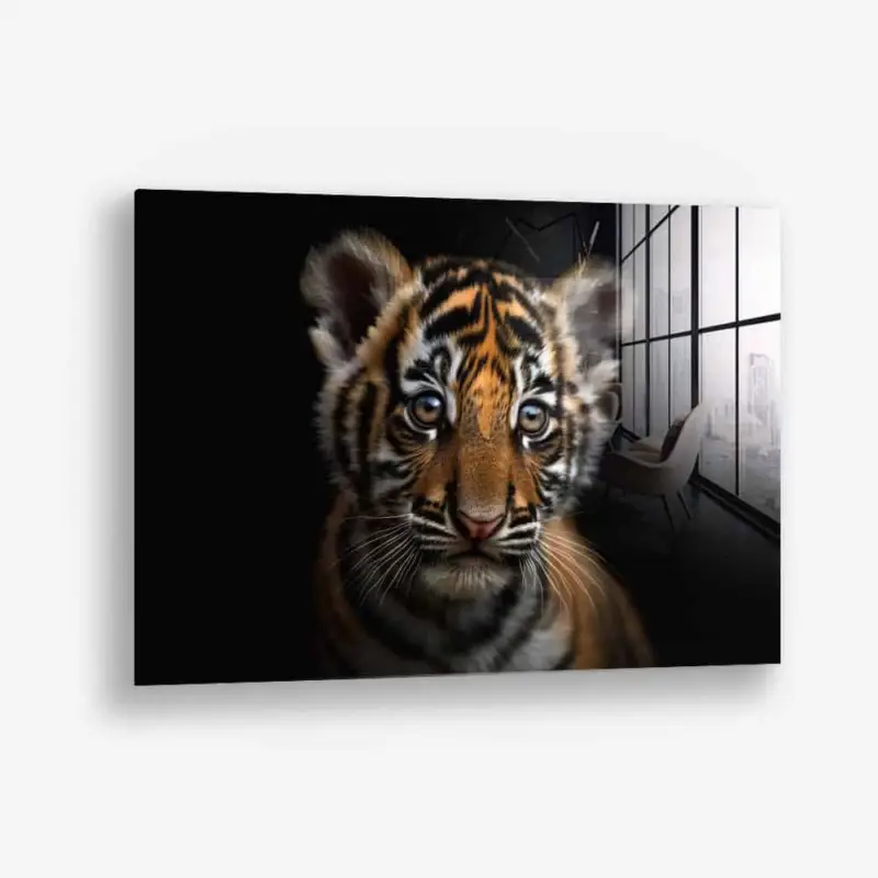Vente Directe The Tiger Cub – Glass - Gehard glas - 40x60 cm - Zonder lijst