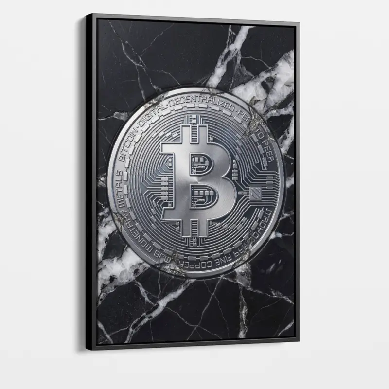 "Bitcoin II" - Canvas - Met lijst (zwart ) - 40x60 cm Acheter Direct