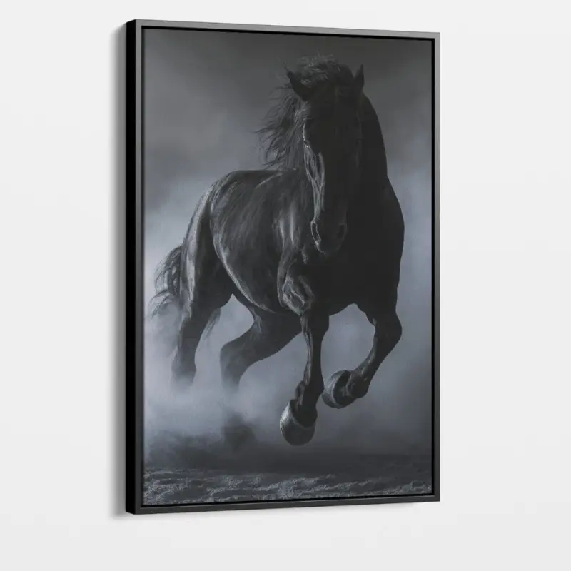 "Black Horse" - Canvas - Zonder lijst - 100x150 cm Soldes