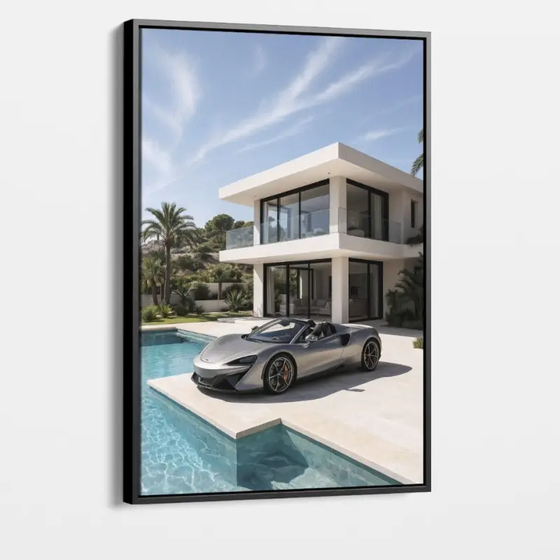 "Chromatic Drive X: Silver" - Canvas - Met lijst (zwart ) - 50x70 cm Livraison Express