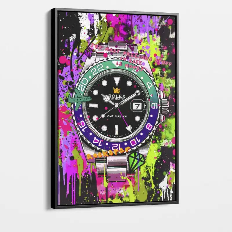 "Colorful Minutes I" - Canvas - Met lijst (zwart ) - 100x150 cm Livraison Gratuite