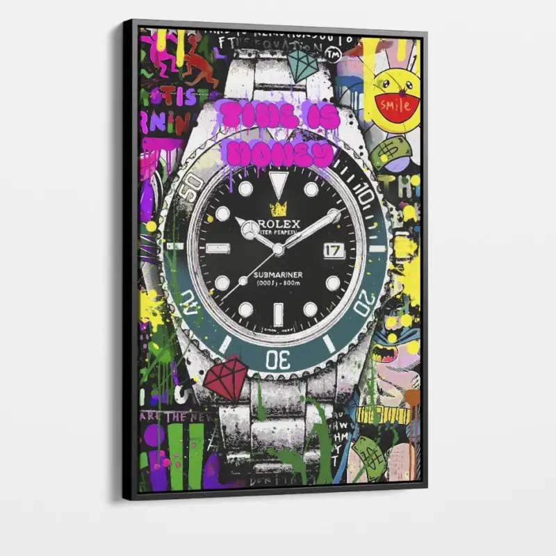 "Colorful Minutes II" - Canvas - Met lijst (zwart ) - 100x150 cm Marque