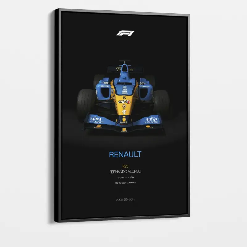 "Fernando Alonso" - Canvas - Met lijst (zwart ) - 100x150 cm Meilleure Vente