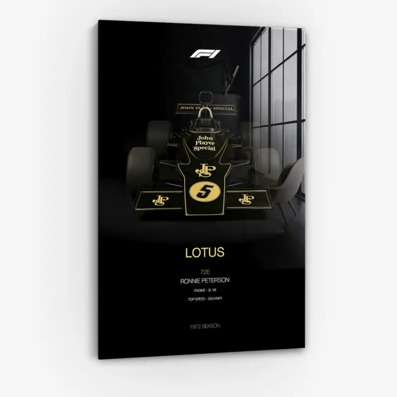 Vente Flash Ronnie Peterson - Glas - Gehard glas - Met lijst (zwart ) - 100x150 cm