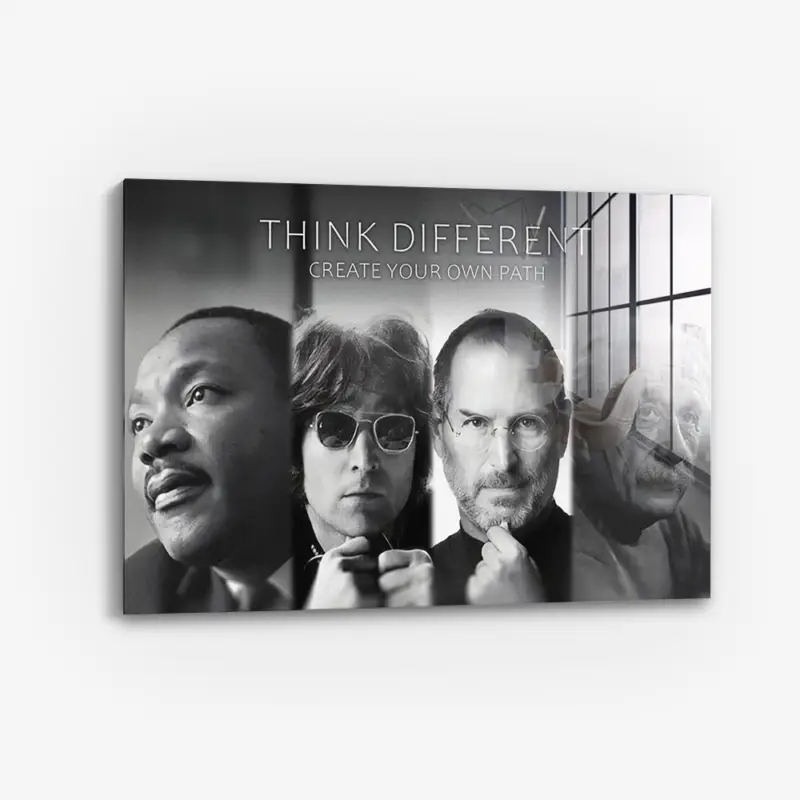 Think Different II - Glass - Gehard glas - Met lijst (zwart ) - 80x120 cm Meilleure Vente