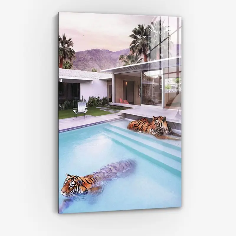 Top Vente When Tigers Swim - Glas - Gehard glas - Zonder lijst - 80x120 cm