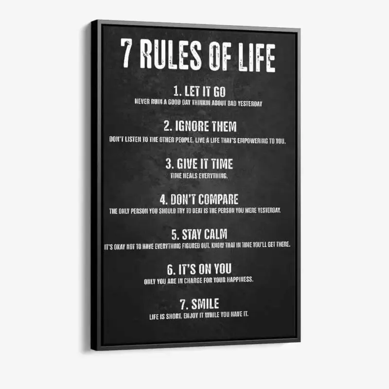 Top Vente "7 Rules of Life'' - Canvas - 40x60 cm