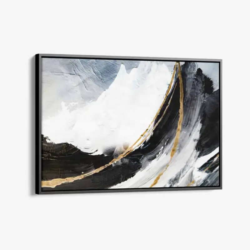 "Black, White & Gold Abstract" - Canvas - 40x60 cm Vente Flash