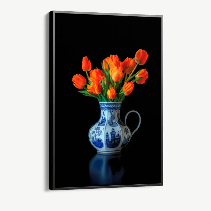 "Delft Blue & Dutch Tulips I" - Canvas - 40x60 cm Achetez Aujourd’hui