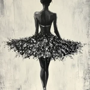 Ballerina in Zwart-Wit Contrast - Olieverf / 40x60 Réduction