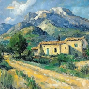 Offre Du Jour Berglandschap met huis en bomen - Canvas / 30x40