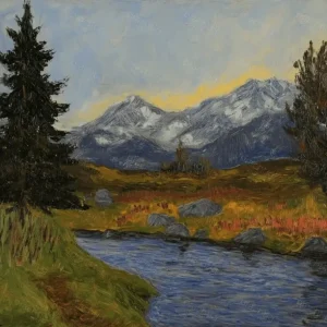 Marque Berglandschap met Rivier - Canvas / 30x40