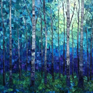 Betoverend Berkenbos in Blauwtinten - Canvas / 30x30 Authentique