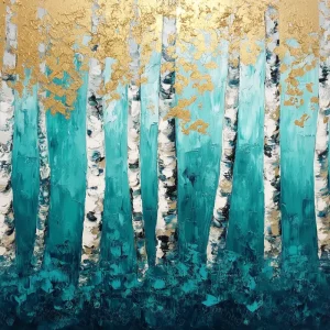 Nouvel Arrivage Betoverend Berkenbos met Gouden Glans - Canvas / 40x50