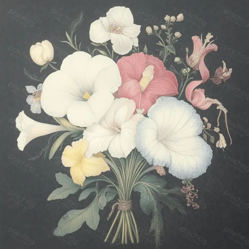 Betoverend Bloemenboeket op Donkere Achtergrond - Canvas / 30x30 Marque