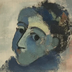 Vente Directe Blauw gezicht in dromerige tinten - Canvas / 30x40