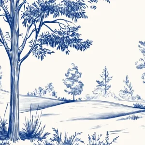 Blauw Woud in Lijnenspel - Canvas / 30x40 Nouveauté