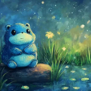 Blauwe Beer bij Stil Water - Canvas / 30x40 Vente Directe