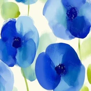 Blauwe Bloemenpracht op Witte Achtergrond - Canvas / 30x40 Solde