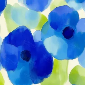 Blauwe Bloemenpracht op Witte Achtergrond - Canvas / 30x40 Promotion Saisonnière