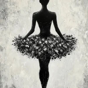 Authentique Ballerina in Bloemenjurk - Olieverf / 50x75
