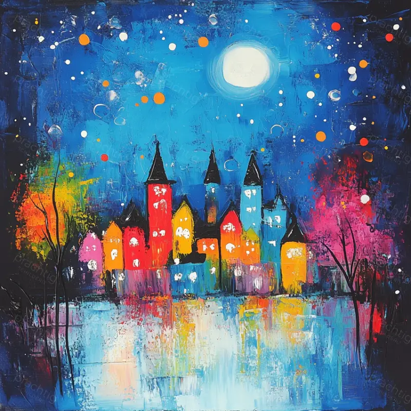 Achat Immédiat Betoverde Nachtstad - Dibond / 30x30