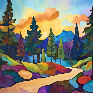 Betoverend Landschap in Kleurrijk Palet - Dibond / 30x40 Petit Prix