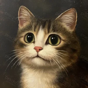 Betoverende Kat Met Grote Ogen - Olieverf / 30x40 Commander Maintenant