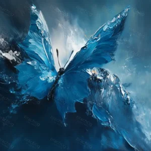 Blauwe Vlinder in Vloedgolf - Olieverf / 40x60 Populaire